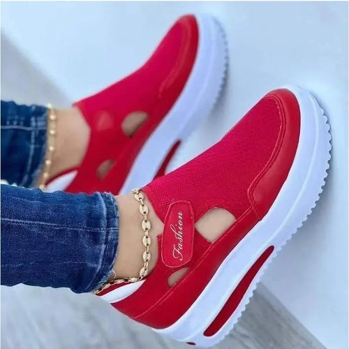 Sneakers donna rosse plateau