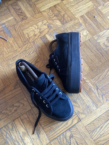 Superga platform neri camoscio - superga,